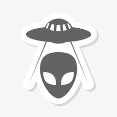 Fototapeta premium UFO icon sticker isolated on gray background