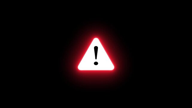 Neon line warning attention animation icon signal alert risk safety danger road warning sign symbol. Warning message, representing cyber security protection Cyber Security Motion Graphics video.