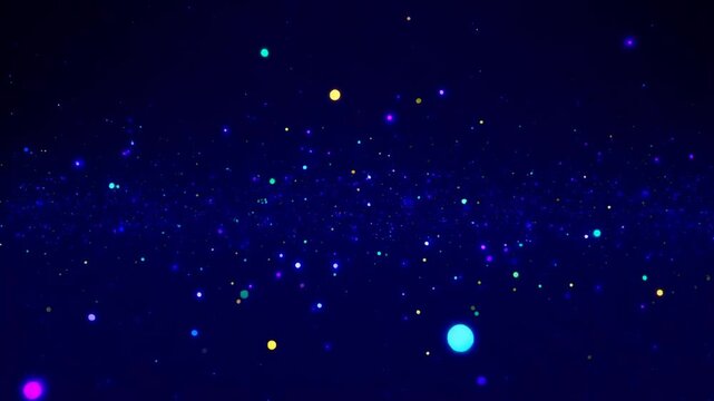 黒い背景の上に散りばめられた多色のグリッターが星空のようにキラキラと輝く美しく幻想的な広角テクスチャ空間