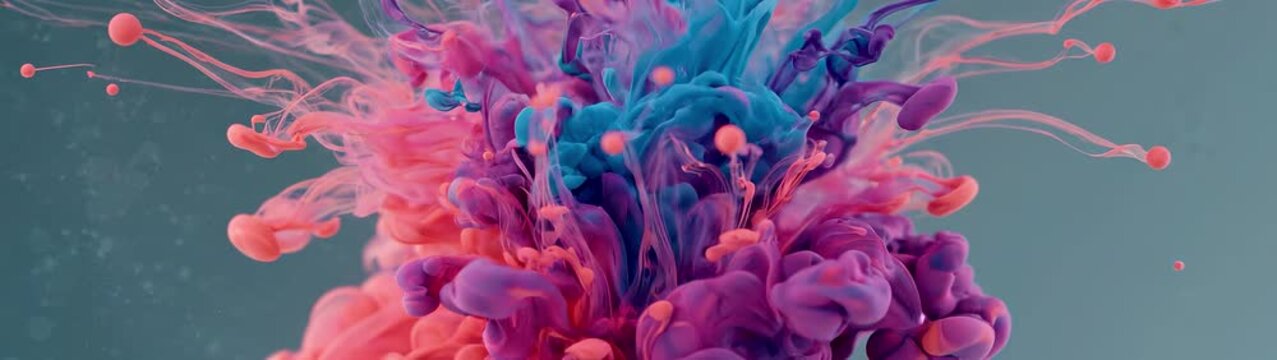 Vibrant pigments dispersing forming beautiful cloud like structures Representing imagination dreams and a journey into the unknown.