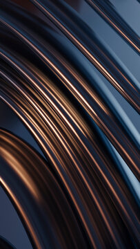 Abstract metallic curves with copper highlights