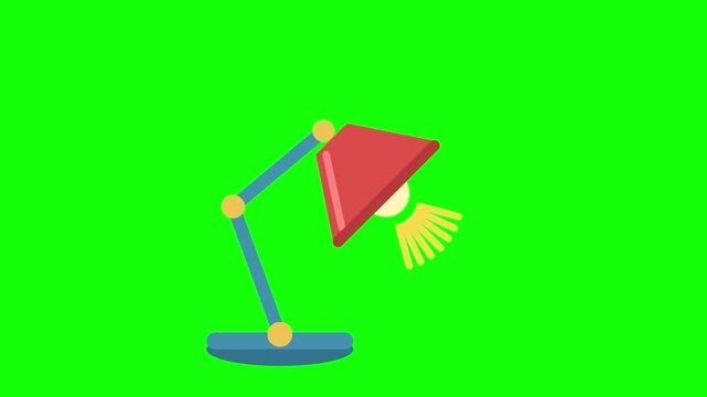 Retro desk lamp nodding and switching on light on green screen