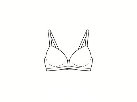 Simple bra illustration with thin straps and center clasp