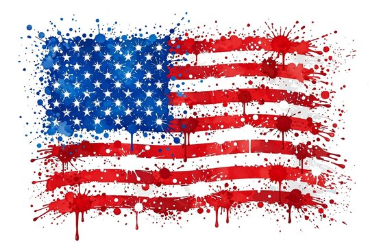 American flag paint splash splatter artistic clipart