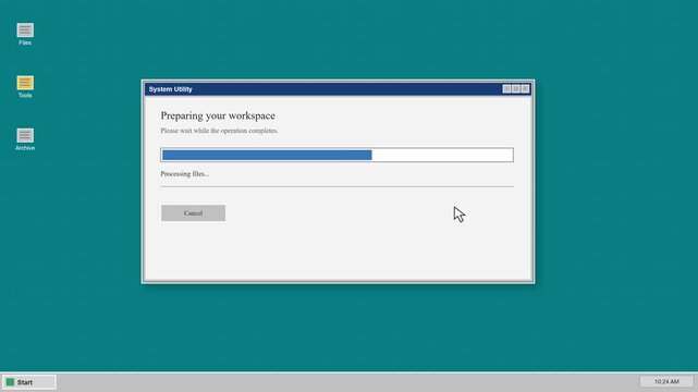 Computer System Utility Dialog Window Showing Progress Bar and Successful Operation Completion