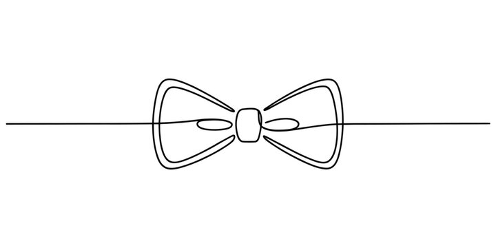 Continuous single line drawing of a formal bow tie for a gentleman style