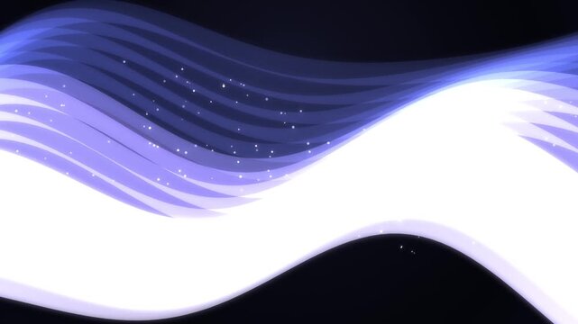 Abstract flowing blue light waves on dark background