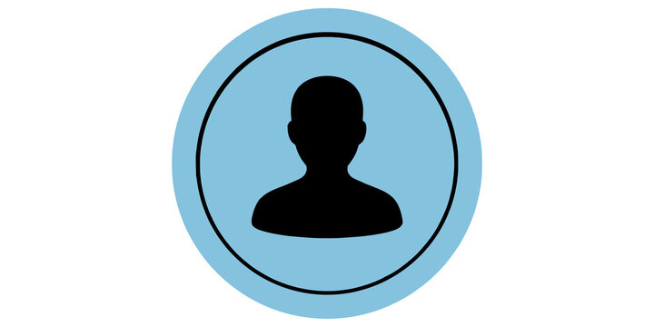 Minimalist avatar icon featuring black silhouette on light blue circle base for modern digital user interface design.
