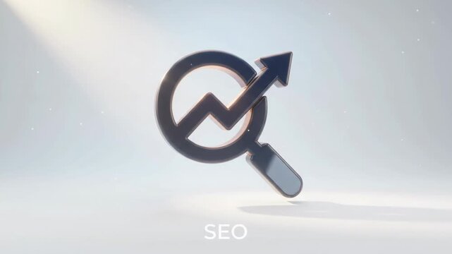 SEO Search Analytics Icon on Bright White Background