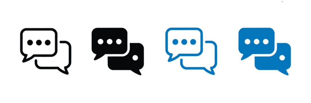 Speech bubble icon set. Message symbols for online communication, chat applications, customer support, and digital messaging interface design

