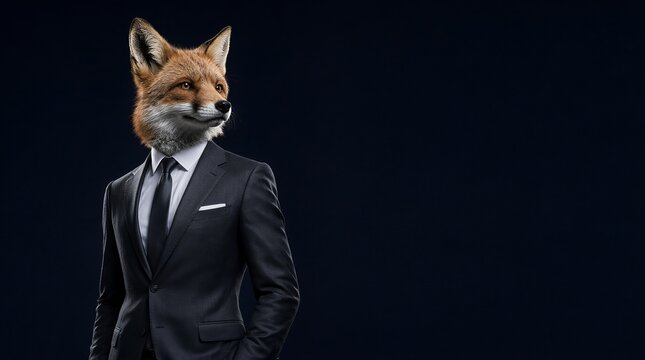 Professional Anthropomorphic Fox Executive Wearing A Premium Tailored Business Suit Studio Portrait
