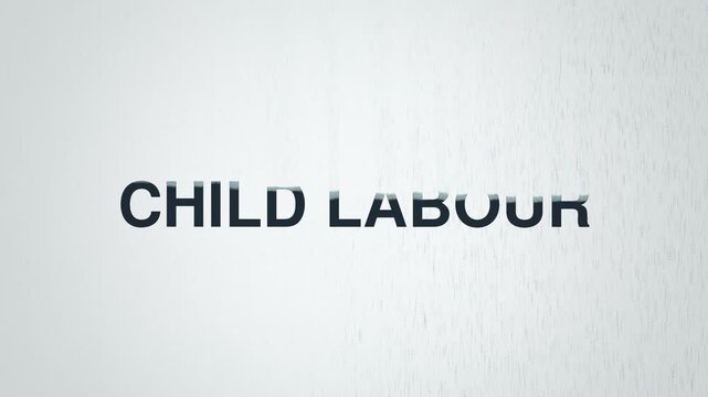 Child labour animated particle word cloud, text design animation, seamless loop