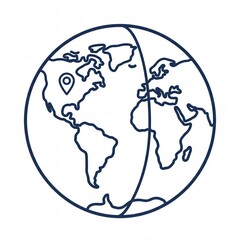 Minimalist Globe Icon with Location Pin on White Background © andik