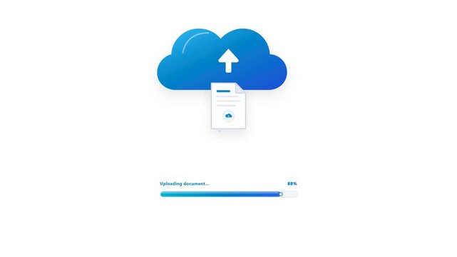 Cloud upload and download process animation icons