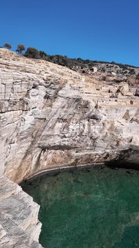 Coastline of Thassos island near Giola Natural Pool, Greece 
