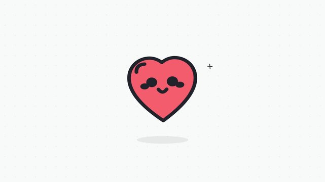 Pulsing Heart emoji throbbing with sweet loving emotion, bold flat vector design featuring expressive eye blink and bouncing looping overlay