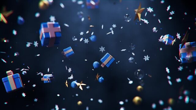 Christmas festive snowflake particle falling dynamic background loop