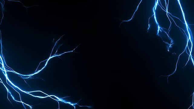Blue electric arcs flicker around a dark lightning border with open central space. Technology title cards, energy industry presentations, and science education graphics.