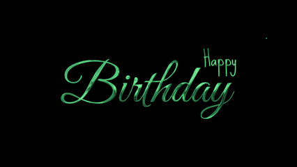 Happy birthday image in green color with ink drop and particles. Great for giving birthday greetings. Easy to use in any video. Features 4K and transparent background.  © Yar Studio