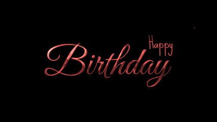 Happy birthday handwritten image text in red color. Great for giving birthday greetings. Easy to use in any video. Features 4K and transparent background. © Yar Studio