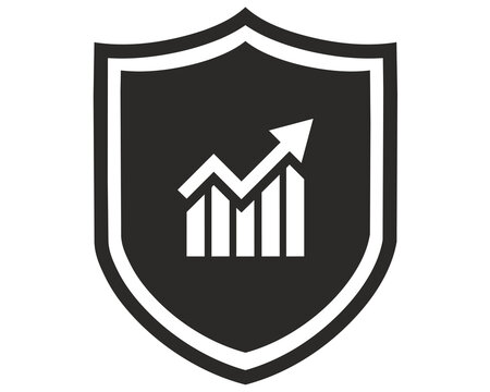 Financial Security Shield with Growth Chart and Upward Arrow