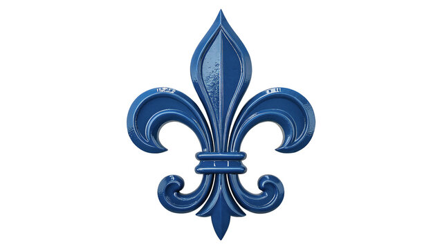 Traditional heraldic lily fleur de lis blue emblem royal symbol isolated on transparent background