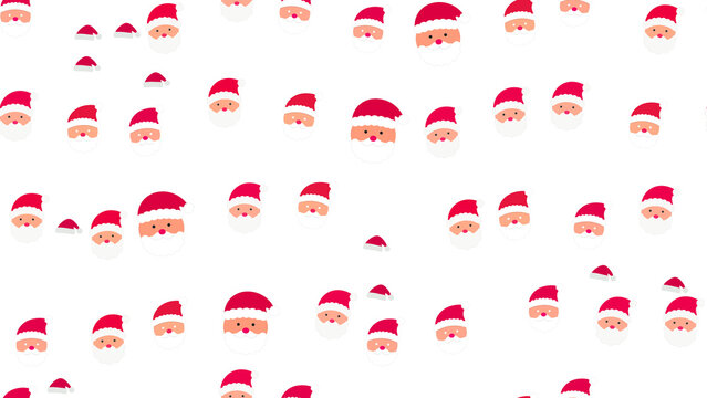 Seamless pattern of Santa Claus faces and hats
