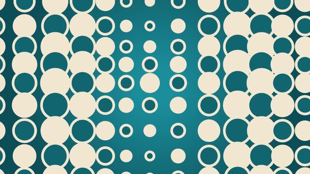 teal and cream halftone dot pattern grid shifting with dynamic geometric motion   