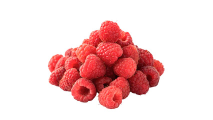 Pyramid pile heap of fresh organic ripe red raspberry berries isolated on transparent background © harrington