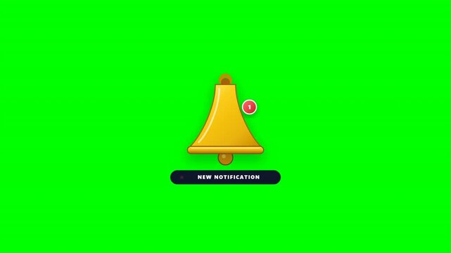 Notification bell icons animation set on green screen background