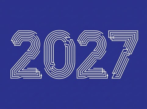 2027 year number design with a maze or labyrinth line pattern