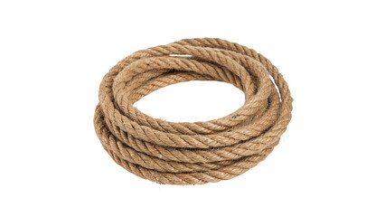 Coil ring of thick rustic natural hemp rope marine hardware cord isolated on transparent background © Brooks