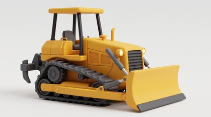 3D yellow heavy bulldozer construction vehicle with front blade for land clearing, earthmoving, and civil engineering site mining, and industrial machinery © Erlangga