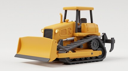 3D yellow heavy bulldozer construction vehicle with front blade for land clearing, earthmoving, and civil engineering site mining, and industrial machinery © Erlangga