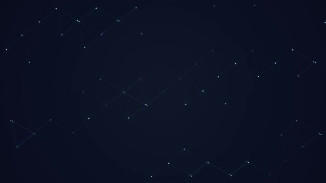A dark blue background with a faint, abstract pattern of interconnected white dots and lines, suggesting a digital network or constellation
