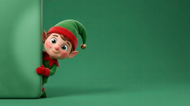Cute 3D Christmas Elf Peeking Around a Wall Christmas elf, Santa's helper