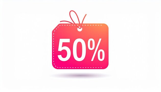Fifty Percent Discount Sale Tag with Gradient Background.