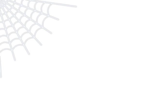 White spider web corner frame overlay on transparent background