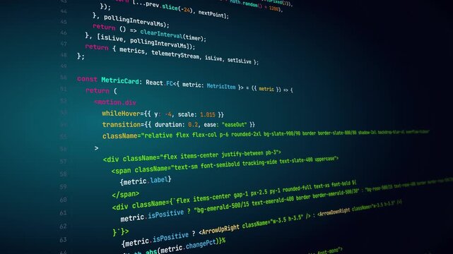 React TypeScript Modern Frontend Web Application Dashboard Component Code POV 4K Animation