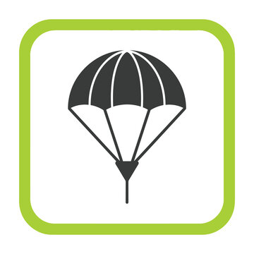 Parachute icon black silhouette green border square