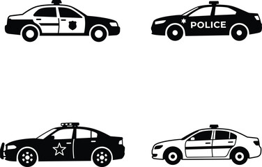 Police car silhouette vector. Patrol car vector icon set © Jesmin
