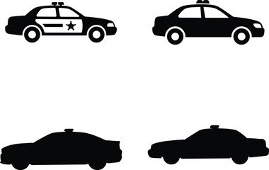 Police car silhouette vector. Patrol car vector icon set © Jesmin