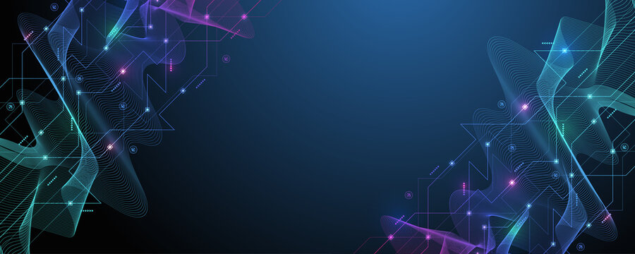 Circuit board technology abstract background. Hardware electronic motherboard texture. Modern engineering concept for header, web banner, website, presentation.