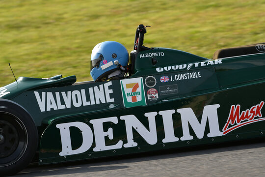 Scarperia, Italy - October 2th 2026: Tyrrell 011 of year 1982 ex Michele Alboreto drive by unknown in action during practice session at Mugello Circuit.