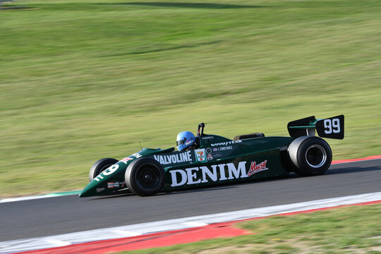 Scarperia, Italy - October 2th 2026: Tyrrell 011 of year 1982 ex Michele Alboreto drive by unknown in action during practice session at Mugello Circuit.