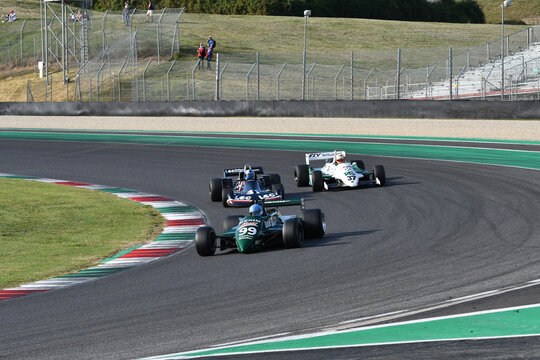 Scarperia, Italy - October 2th 2026: Tyrrell 011 of year 1982 ex Michele Alboreto drive by unknown in action during practice session at Mugello Circuit.