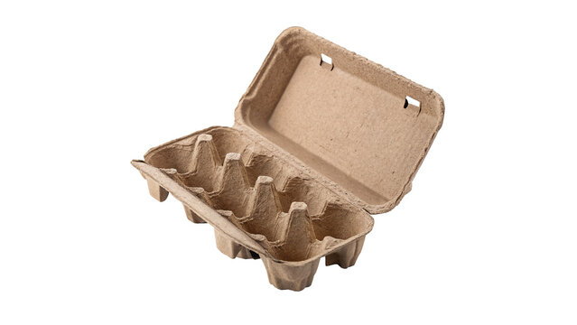 Empty paper cardboard egg box container holder storage packaging mockup isolated on transparent background