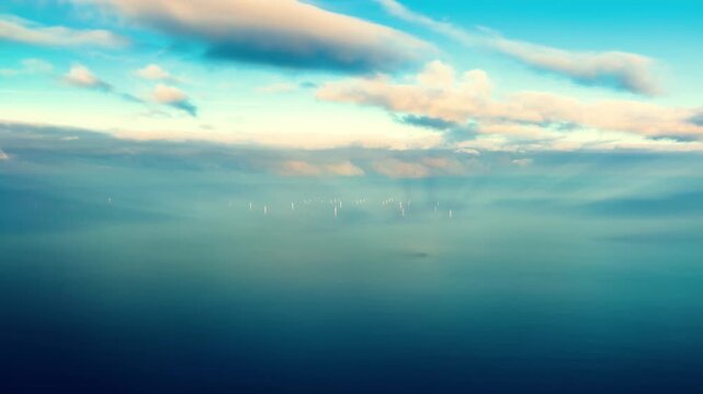 Offshore Wind Farm Turbines in Baltic Sea Generating Clean Renewable Energy