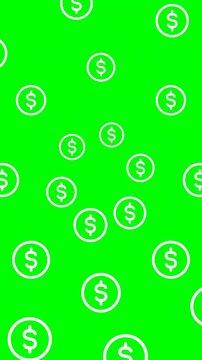 Minimalist white dollar coin outline pattern over vibrant green