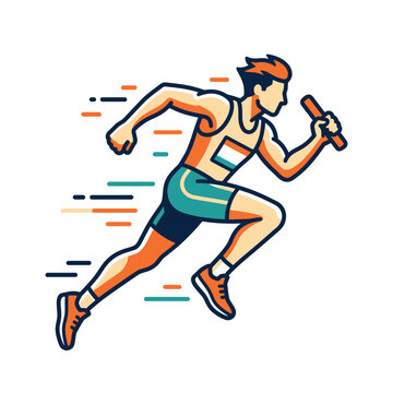 Dynamic male athlete running fast during a competitive race with intense motion and speed